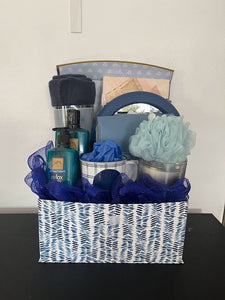 Blue Floral Gift Basket