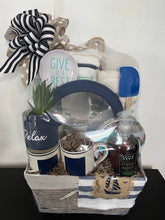 Load image into Gallery viewer, Blue Beige and White Gift Basket
