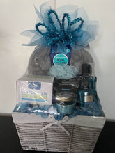 Load image into Gallery viewer, Gray and Blue Relaxation Gift Basket
