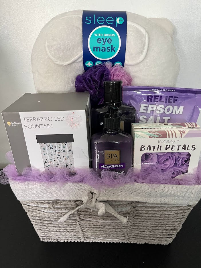 Lilac, Purple and Ivory Relaxation Gift Basket