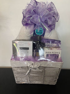 Lilac, Purple and Ivory Relaxation Gift Basket