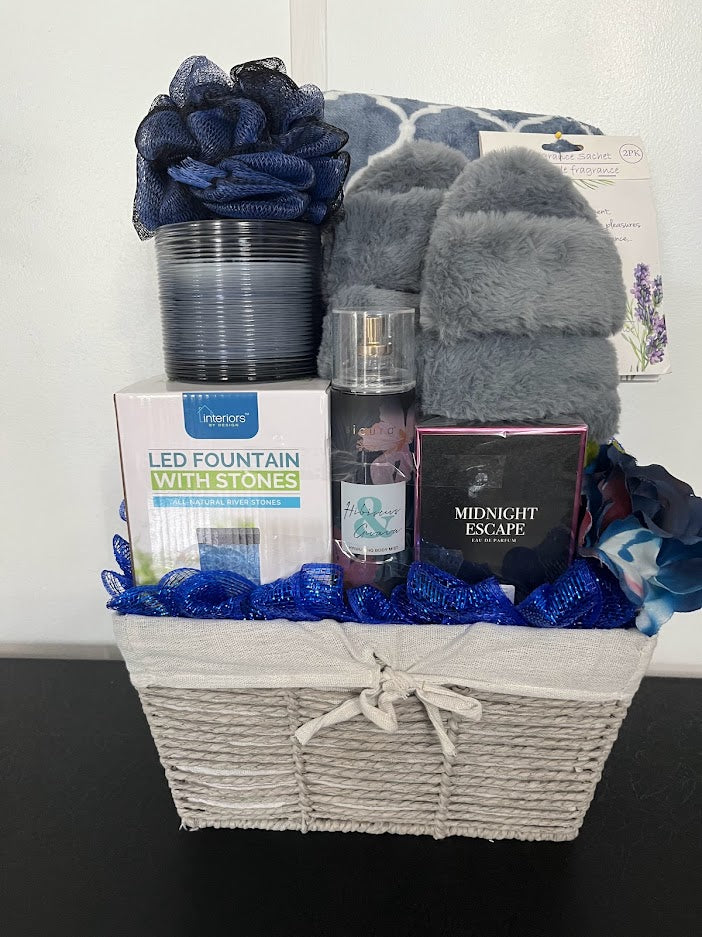 Blue and White Relaxation Gift Basket