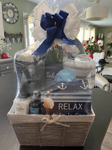 Blue/Navy and White Spa Basket/Box