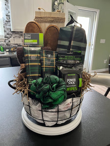 Men's Green and Brown Spa Gift Basket