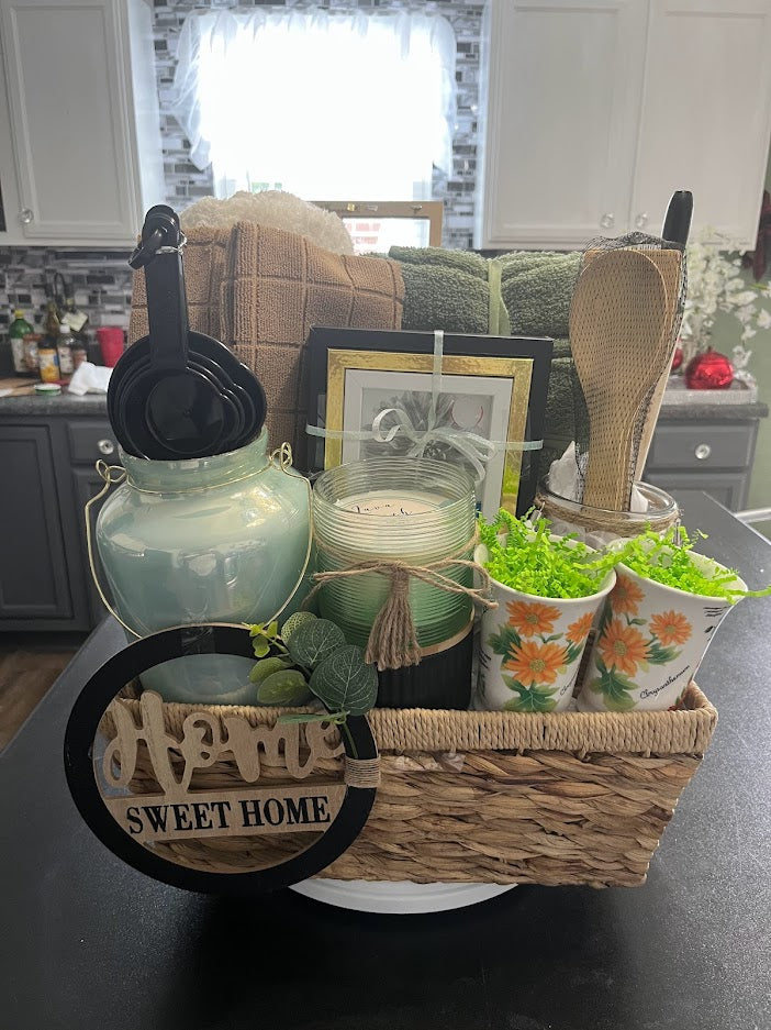 Green and Tan Closing/Home-Warming Gift Basket/Box