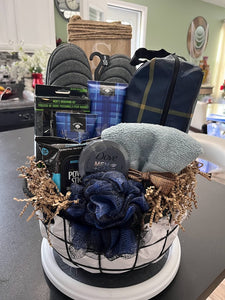 Men's Navy and Brown Spa Gift Basket