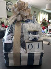 Load image into Gallery viewer, Navy and White Closing/Home-Warming Gift Basket/Box
