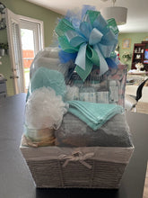 Load image into Gallery viewer, Turquoise, Gray and White Gift Basket/Box
