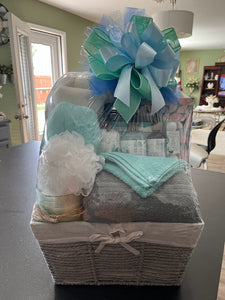 Turquoise, Gray and White Gift Basket/Box