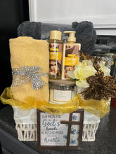 Load image into Gallery viewer, Gold and Gray Relaxation Gift Basket
