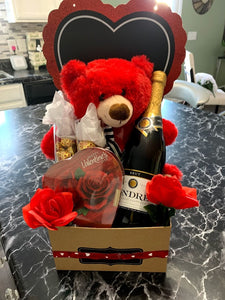 Valentine's Day Basket with Champagne