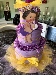 African American Baby Girl Three Tier Diaper Cake