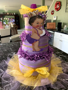 African American Baby Girl Three Tier Diaper Cake